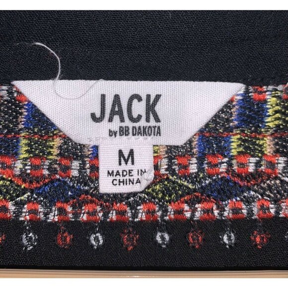 Jack by BB Dakota Boho Black Embroidered Pullover Shift Dress Size Medium - Picture 6 of 7